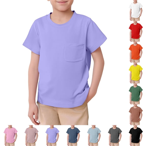 Tween Shirts Short Sleeve Crew Neck Boys Purple Shirt Soft Boys Outfits Size 10-11 Years