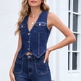 thumbnail image 6 of ShaoRunShi Womens Denim Vest Sleeveless Cropped V neck Jean Vest Casual Y2K Button Down Suit Waistcoat Tops, 6 of 10