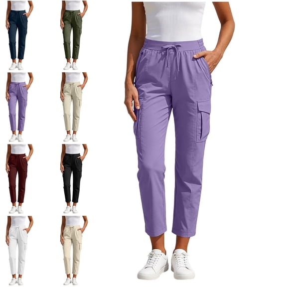 MLCDZ Hiking Pants Women Lightweight Cargo Pants Breathable Quick Dry Joggers for Women with Pockets Mountain Climbing Travel Trousers with Multiple Pockets