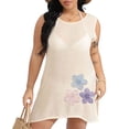thumbnail image 2 of BOBOGOJP Bathing Suit Cover Up for Women Summer Dress Swimsuit Coverup Short Sleeve Beach Vacation Swimwear Beige for Size XXL, 2 of 7