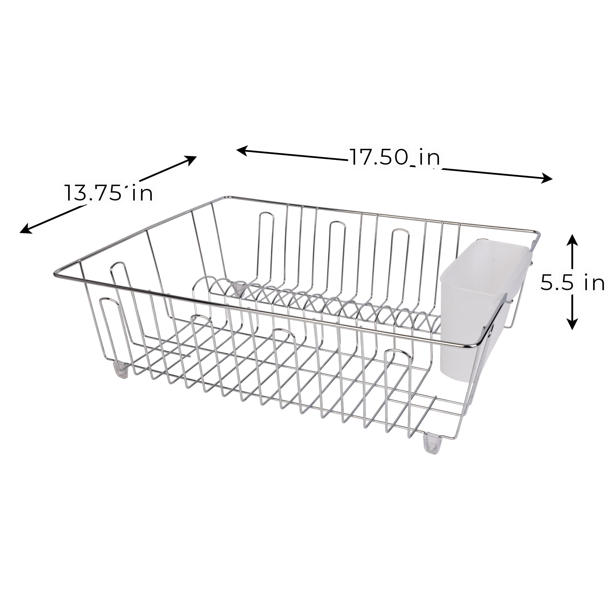 Mainstays Stainless Steel Kitchen Dish Drying Rack and Drainer, Rust-Resistant Countertop Dish Rack Organizer for Plates, Bowls, Cups and Utensils