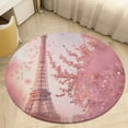 thumbnail image 5 of Blossoming Paris Eiffel Tower Floral Medallion Round Rug - Small Round Area Rug, Soft Non-Slip Machine Washable Bedroom Mat Indoor Accent Entry Carpet for Office Desk Dorm Hallway, 5 of 7