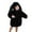 Black*, variant on Children Boys Girls Plush Jacket Long Sleeve Solid Color Bunny Long Ears Winter Warm Cozy Outerwear Vacation Coat