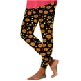 thumbnail image 2 of Elvqul Stretch Leggings for Women Orange Pants Plus Size High Waist Halloween Winter Womens Yoga Pants Pumpkin Print, 2 of 4