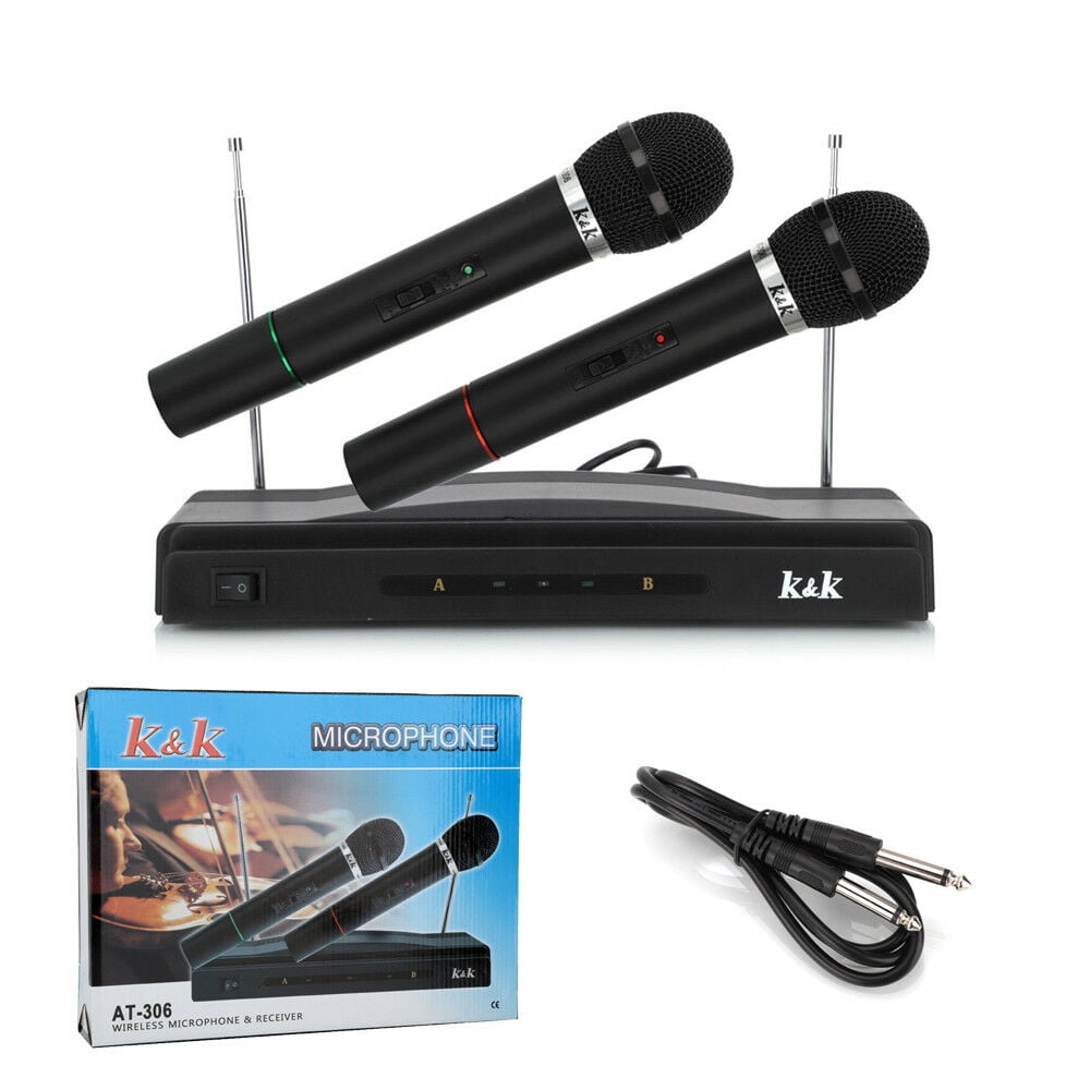 AT306 Karaoke Dual Wireless Handheld Mic System Set Mini Home KTV