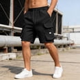 thumbnail image 7 of Besolor Men's Plus Size Cargo Shorts Summer Knee Length Drawstring High Waist Wide Leg Pants Casual Loose Running Sweat Shorts with Pocket, 7 of 7