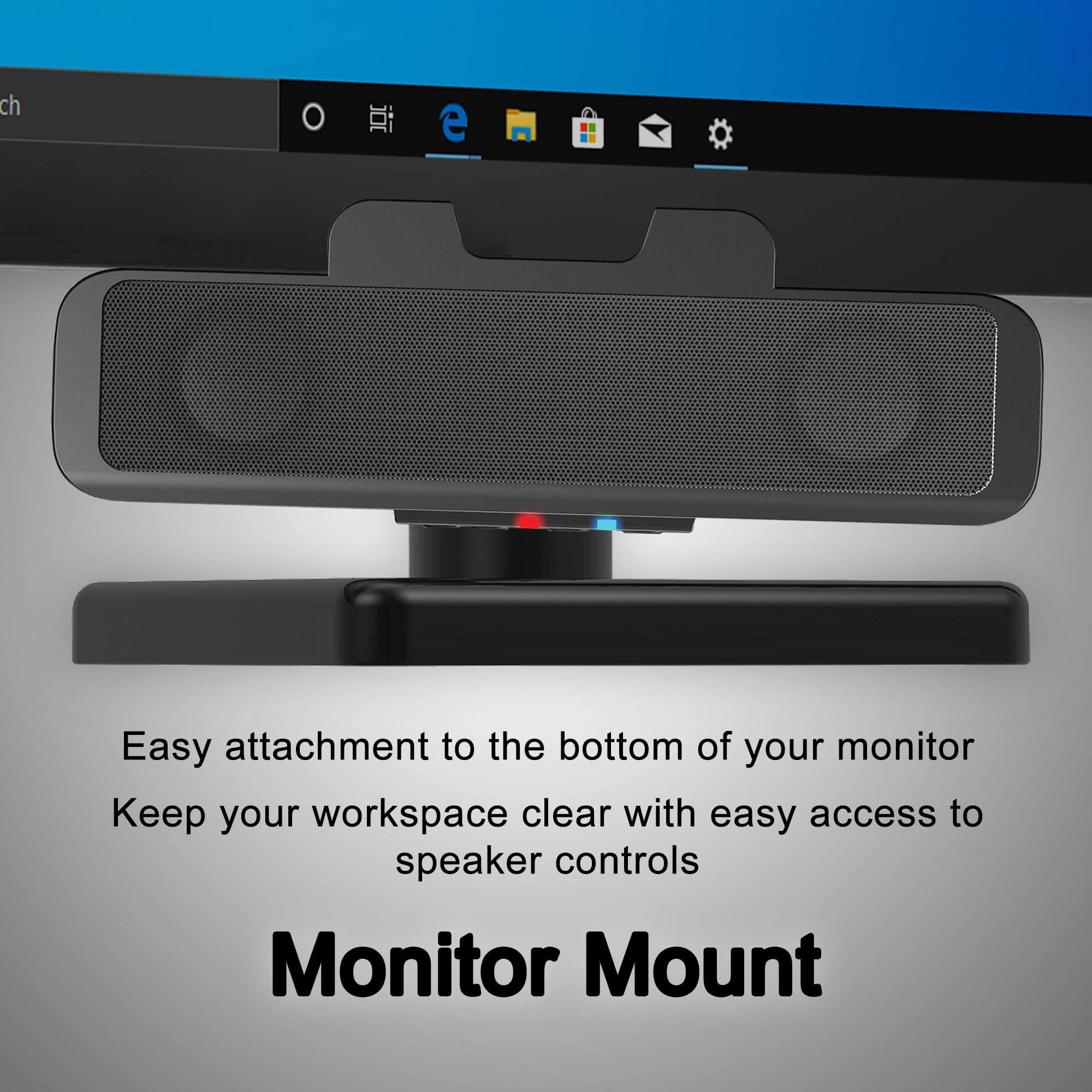 Cyber Acoustics USB & Bluetooth Speaker Bar (CA-2890BT) – USB Powered Speaker with Speakerphone for PC and Bluetooth to Simultaneously Connect to Smartphones, Clamps to Monitor, Convenient Controls
