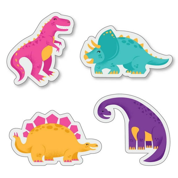 Big Dot of Happiness Roar Dinosaur Girl - DIY Shaped Dino Mite T-Rex Baby Shower or Birthday Party Cut-Outs - 24 Count
