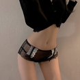 thumbnail image 3 of Gibobby Ropa Interior Elástica para Mujer Bragas de mujer Encaje Peplum Jacquard Malla Negro Cintura alta Retracción Calzoncillos con de cumpleaños para mujer(Negro， L), 3 of 5