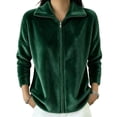 thumbnail image 2 of Velour Full Zip-Up Jackets For Women Full Vintage Stand Collar Long Sleeve Workout Casual Coats, Size S-XXL, 2 of 6