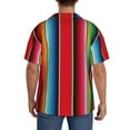 thumbnail image 5 of Xecao offers the Mexican Serape Blanket Stripes for Men's Casual Short-sleeved Shirt, a button-up collared shirt with a pocket, perfect for beach vacations and yacht travel in the XX-Large size., 5 of 7