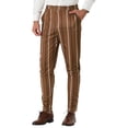 thumbnail image 5 of MODA NOVA Big & Tall Men's Striped Dress Pants Slim Fit Flat Front Trousers Brown 38W, 5 of 5