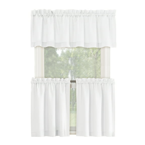 Collections Etc Martine Rod Pocket Caf� Curtain Set - Includes Valance & Two Tiers