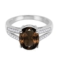 thumbnail image 5 of Mauli Jewels Rings for Women 2.52 Carat Oval Smokey Quartz and Diamond Ring 4-Prong 10K White Gold, 5 of 6