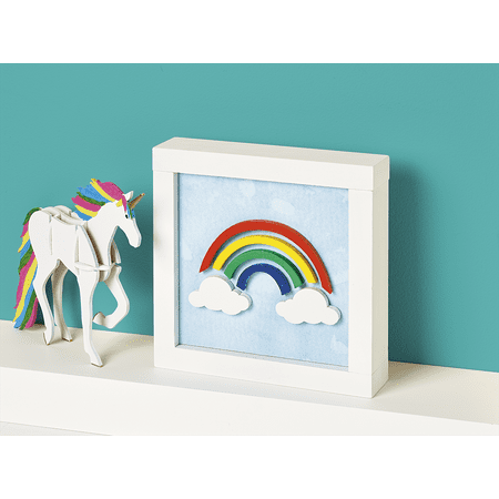 Hello Hobby Rainbow Unfinished Wood Shadowbox Kids Craft Kit