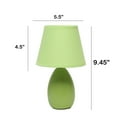 thumbnail image 3 of Creekwood Home Nauru 9.45" Traditional Petite Ceramic Oblong Bedside Table Desk Lamp with Matching Tapered Drum Fabric Shade for Nightstand, End Table, Dorm, Home Décor, Bedroom, Living Room, Green, 3 of 6