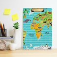 thumbnail image 6 of FMSHPON Map World Clipboard Hardboard Wood Nursing Clip Board and Pull for Standard A4 Letter 13x9 inches, 6 of 7