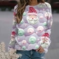 thumbnail image 2 of Pisexur Chandail en Molleton de Noël pour Femmes Sans Capuche Imprimé Graphique Vacances Col Rond Chandail en Molleton Ample Surdimensionné Automne Mode Décontracté Chandail-Over Manches Longues pour Femmes, 2 of 4