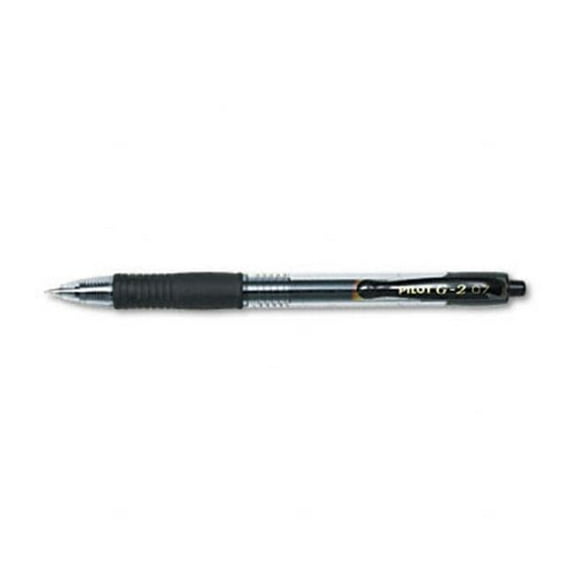 Pilot G2 Retractable Gel Ink Roller Ball Pen Clear Barrel Black Ink Medium 0.40 mm Pack of 12