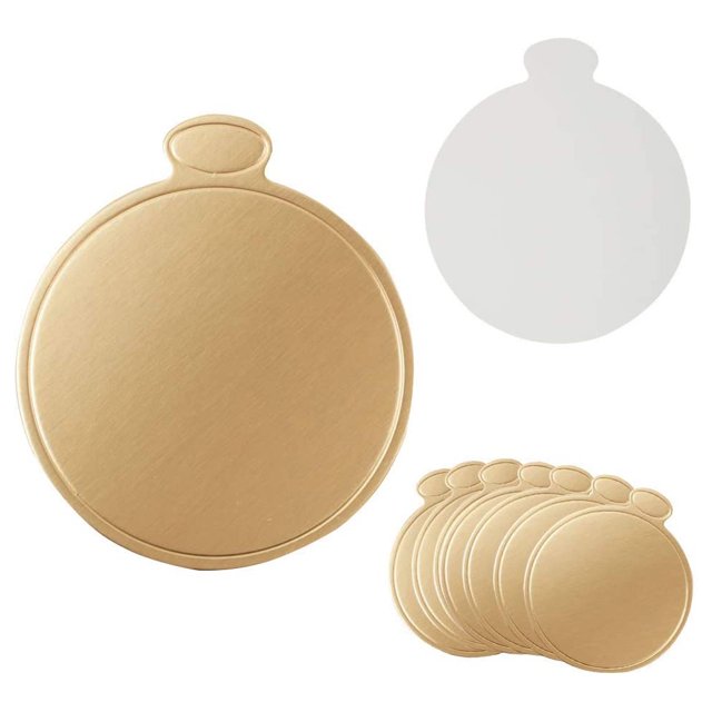 CAROOTU Mini Cardboard Cake Bases 100pcs Golden Mousse Cake Boards Cake Paper Plates Dessert Board Base for
