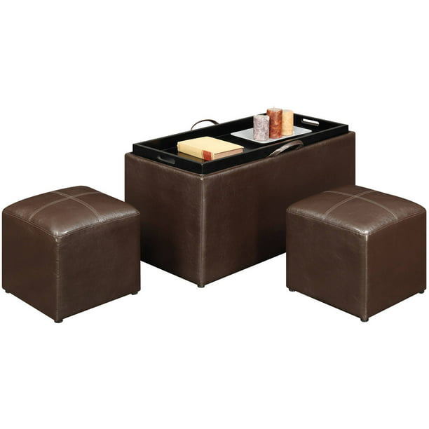 Designs4comfort Faux Leather Storage, Faux Leather Storage Bench Ottoman Brown