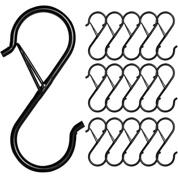Minzimin 10/20 Pcs S Hooks for Hanging, Heavy Duty S Shaped Hooks Silver, Kitchen Hooks, S Hanger Hooks for Plants, Pots, Towels and Bags, with Safety Buckle Design, 3.5 Inch