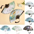 thumbnail image 2 of Folding Fan Classical Dancing Cloth Fan Vintage Fan Hand Held Fans Props Hot U1 Z4G9, 2 of 8