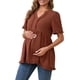 thumbnail image 4 of INSPIRAR CHIC Blusas de Maternidad para Mujeres Boho con Volantes Cuello en V Camisetas de Manga Corta Sueltas y Fluidas Ropa Casual 2025 Marrón Grande, 4 of 6