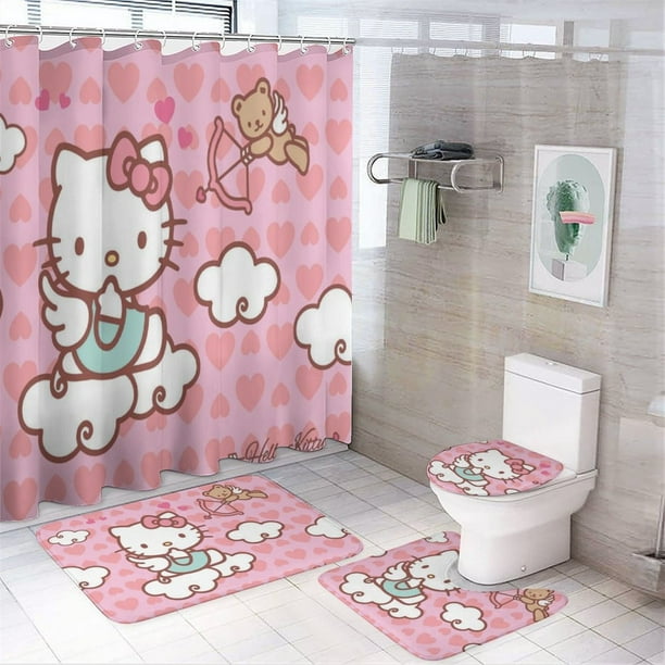 Hello Kitty Shower Curtain Cartoon Cat Shower Curtain for Kid Girl