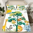 thumbnail image 2 of Manfei Jungle Animal Teens Bed Sheets, Kawaii Lion Elephant Zebra King Sheets, Cartoon Wildlife Sheet Set, Microfiber Bedroom Decor, 4 Pieces, 2 of 7
