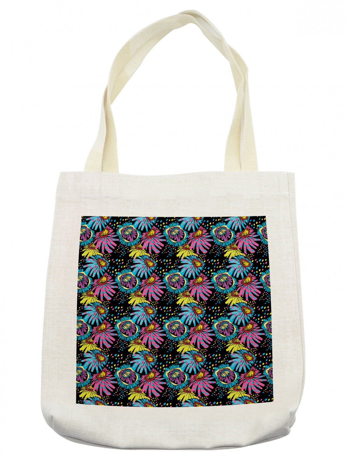 Large Floral Flowers 16.5" X 16.5" Reusable Eco Shopping Tote Bags 