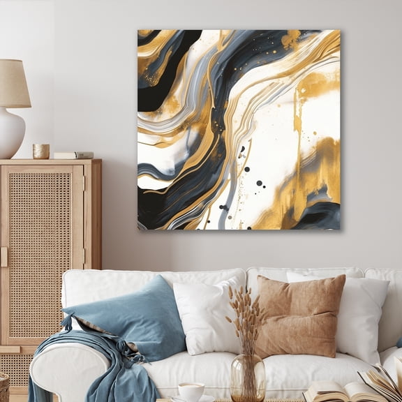 DESIGN ART Designart "Marble Painting Textured I" Abstract Marble Canvas Wall Art 16 in. wide x 16 in. high