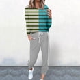thumbnail image 3 of Gibobby Conjunto de sudadera informal para mujer Conjunto de pantalones casuales con cordones de manga larga y cuello redondo a color block a la moda para muj(Verde,G), 3 of 4