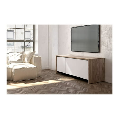 Salamander Designs - Chameleon Barcelona A/V Cabinet for Most Flat-Panel TVs up to 75" - Natural Walnut /Gloss White