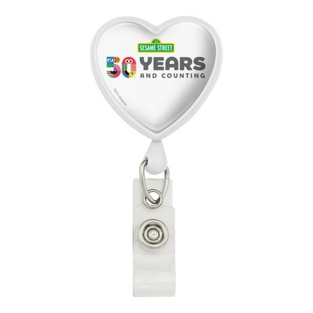 Sesame Street 50th Anniversary Logo Heart Lanyard Retractable Reel Badge ID Card Holder