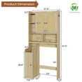 thumbnail image 2 of Over The Toilet Storage Cabinet with 3 Doors, Farmhouse Space Saver for Bathroom Organizer with Paper Holder, 10 Shelves and Hooks, 7-Tier Over Washing Machine Cabinet for Laundry, Bathroom, Natural, 2 of 9