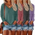 thumbnail image 2 of MORTTIC 4-Pack Women's Long Sleeve V-Neck Soft Basic Tops Loose Fit Casual Shirts for Layering Everyday Wear Purple Gray Rose Green，XL, 2 of 8