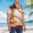 thumbnail image 3 of Fuzoiu Baseball Ball With Flag Print Hawaiian Shirt for Men, Summer Beach Casual Short Sleeve Button Down Shirts, Men’s Beach Summer Shirts with Pocket,3X-Large, 3 of 7