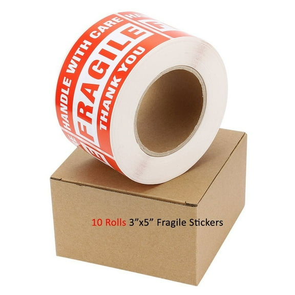 10 Rolls 500/Roll 3X5 Fragile Stickers Handle with Care Thank You Shipping Label