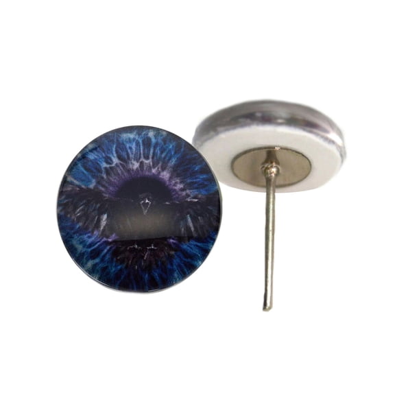 Dark Raven Viking Purple and Blue Glass Eyes on Wire Pin Posts
