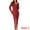 Wine Red, variant on DARING DIVA Long Sleeve V Neck Slit Hem Maxi Cocktail Dress S Wine Red