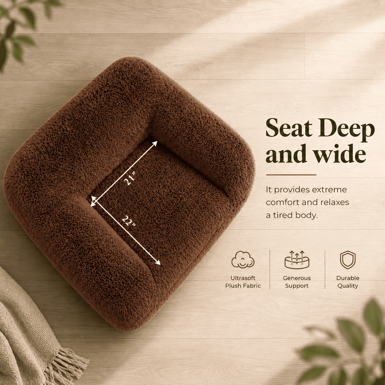 Aenkyo 40.6 Inch Faux Fur Single Sofa Chair, Comfy Lounge Chair in a Box, Orange