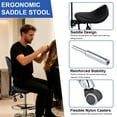 thumbnail image 3 of Saddle Stool Chair, Dental Saddle Stool(400LBS) with Back Support and Rolling Saddle, Hydraulic Lifting Height Adjustable for Clinic Dentist Spa Massage Salons (Black), 3 of 9