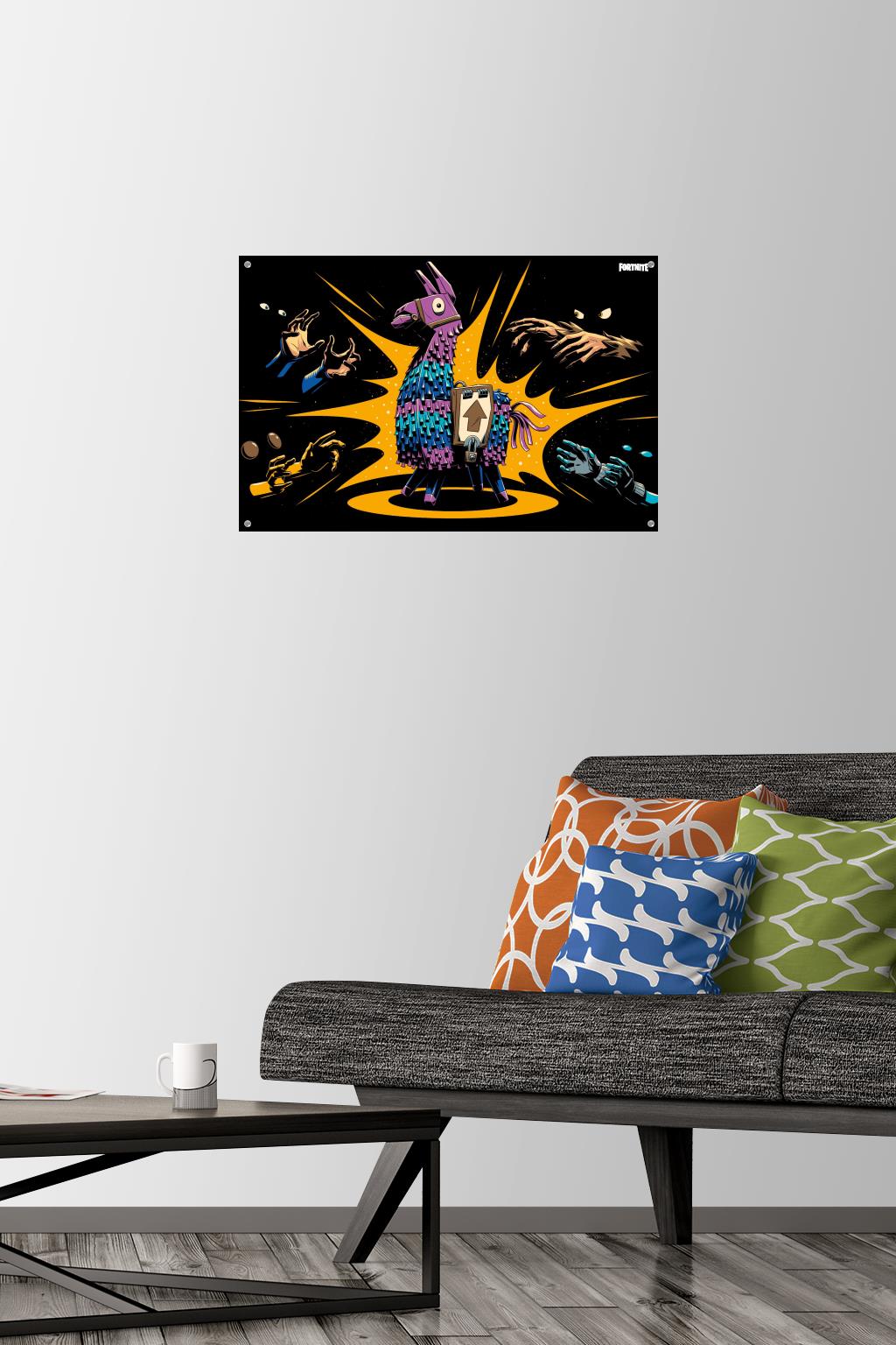 Fortnite - Loot Llama Lama Loading Screen Wall Poster with Push Pins, 14.725" x 22.375"