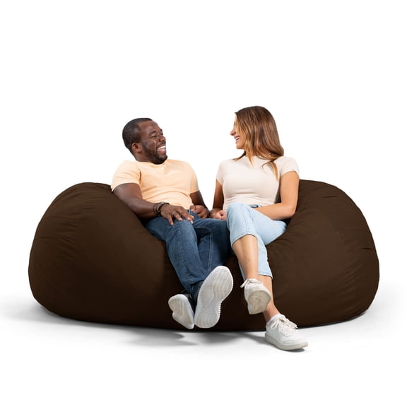Big Joe Fuf 6Ft Giant Lounger Foam Bean Bag Chair, Oversized Couch with Removable Cover for Kids, Teens, Adults, Cocoa Lenox, Durable Woven Polyester, 6 foot