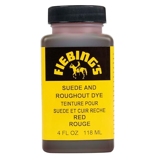 Fiebing's Red Suede Dye (4 oz) - Recolor, Brighten & Restore Suede & Roughout Leather Shoes, Furniture, Purse, Jacket - Includes Wool Dauber for Easy Application - Flexible When Dry, Won't Crack/Peel