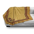 thumbnail image 3 of Fiesta Soft Flannel Fleece Throw Blanket, Frame Pattern with Skull Sombrero and Maracas Mexican Elements Geometric, Cozy Plush for Indoor and Outdoor Use, 50" x 60", Marigold Red Green, by Ambesonne, 3 of 6