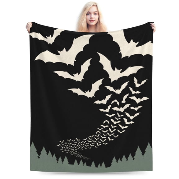 Halloween Bat Blanket, Soft Flannel Throw, Cozy Spooky Decor for Sofa Couch Bed, Halloween Home Accent 50x40