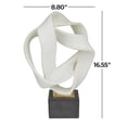 thumbnail image 3 of 11" x 17" White Polystone Ribbon Line Abstract Sculpture with Black Base, by DecMode, 3 of 8