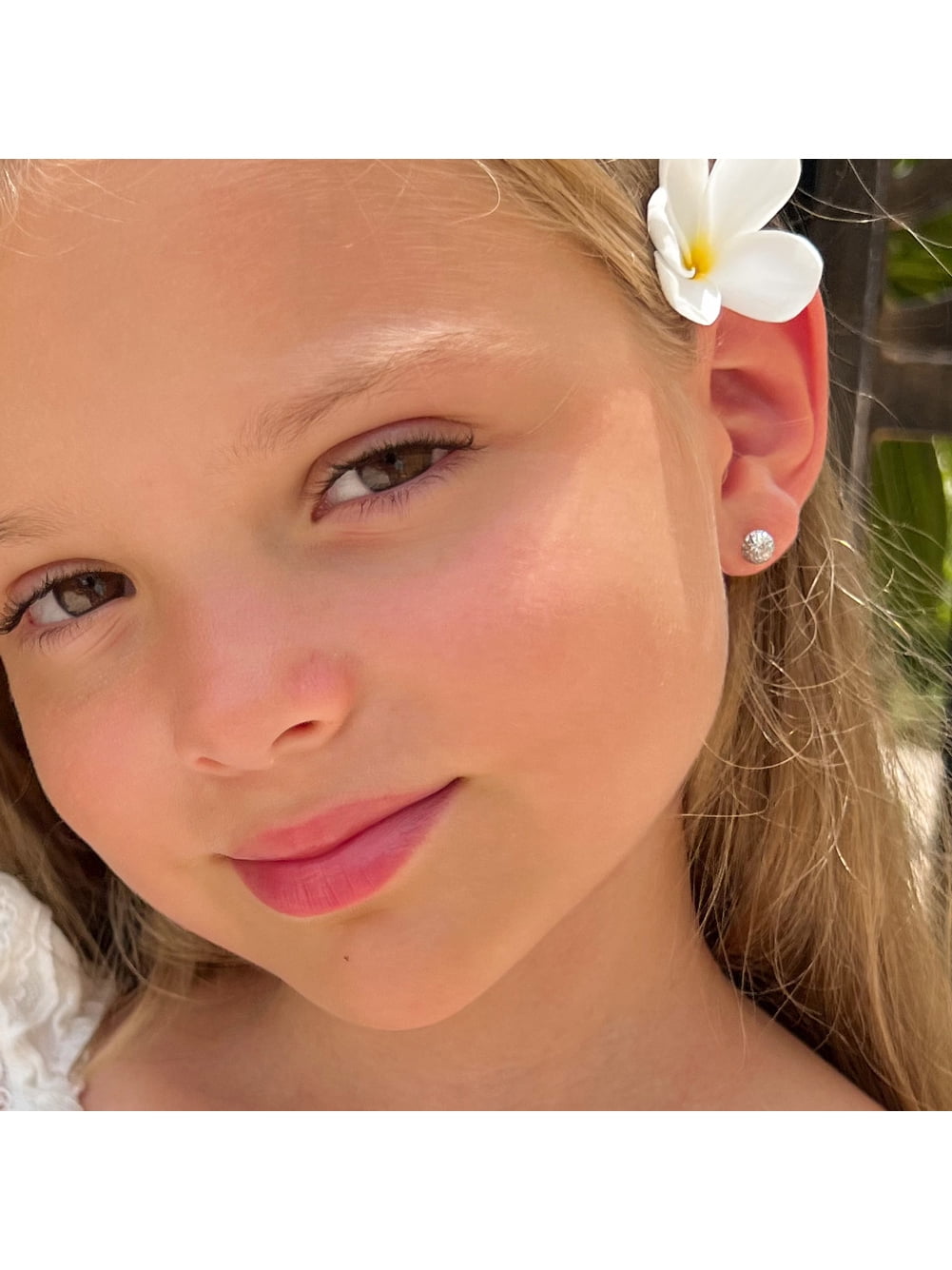 Large Ball of Gems CZ Kids / Girls Earrings Screw Back - Sterling Silver